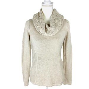 The Limited Cable Knit Sweater Pullover Women's S Beige Cream Tan Cowl Neck
